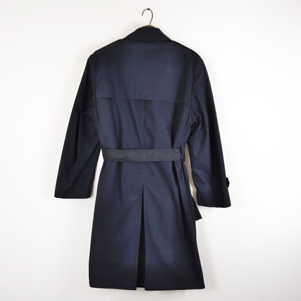 Y2K  Black Trench Coat Made In USA For Military Zip Out Lining Stylish Sz 38XS - Picture 4 of 15